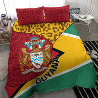 Guyana Republic Day Bedding Set Coat Of Arms Leopard Pattern - Wonder Print Shop