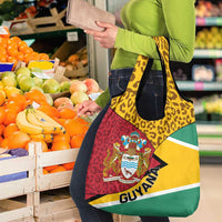 Guyana Republic Day Grocery Bag Coat Of Arms Leopard Pattern