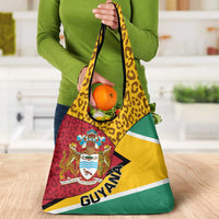 Guyana Republic Day Grocery Bag Coat Of Arms Leopard Pattern