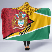 Guyana Republic Day Hooded Blanket Coat Of Arms Leopard Pattern