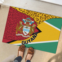 Guyana Republic Day Rubber Doormat Coat Of Arms Leopard Pattern - Wonder Print Shop