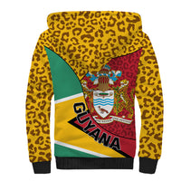 Guyana Republic Day Sherpa Hoodie Coat Of Arms Leopard Pattern - Wonder Print Shop