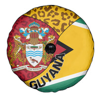 Guyana Republic Day Spare Tire Cover Coat Of Arms Leopard Pattern - Wonder Print Shop