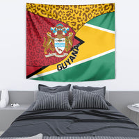 Guyana Republic Day Tapestry Coat Of Arms Leopard Pattern - Wonder Print Shop