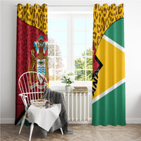 Guyana Republic Day Window Curtain Coat Of Arms Leopard Pattern - Wonder Print Shop