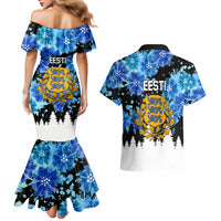 Estonia Independence Day Couples Matching Mermaid Dress and Hawaiian Shirt Cornflower Unique Style - Wonder Print Shop