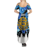 Estonia Independence Day Family Matching Summer Maxi Dress and Hawaiian Shirt Cornflower Unique Style - Wonder Print Shop