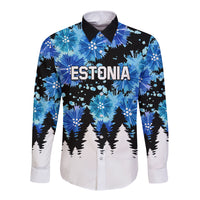 Estonia Independence Day Long Sleeve Button Shirt Cornflower Unique Style - Wonder Print Shop