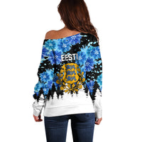 Estonia Independence Day Off Shoulder Sweater Cornflower Unique Style - Wonder Print Shop