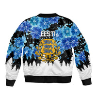Estonia Independence Day Sleeve Zip Bomber Jacket Cornflower Unique Style - Wonder Print Shop