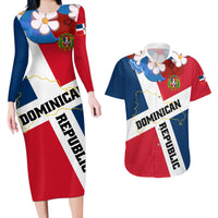 Dominican Republic Independence Day Couples Matching Long Sleeve Bodycon Dress and Hawaiian Shirt Coat Of Arms Flag Style - Wonder Print Shop