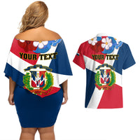 Dominican Republic Independence Day Couples Matching Off Shoulder Short Dress and Hawaiian Shirt Coat Of Arms Flag Style - Wonder Print Shop