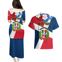 Dominican Republic Independence Day Couples Matching Puletasi and Hawaiian Shirt Coat Of Arms Flag Style - Wonder Print Shop