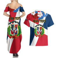 Dominican Republic Independence Day Couples Matching Summer Maxi Dress and Hawaiian Shirt Coat Of Arms Flag Style - Wonder Print Shop