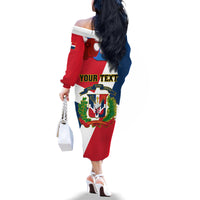 Dominican Republic Independence Day Family Matching Off Shoulder Long Sleeve Dress and Hawaiian Shirt Coat Of Arms Flag Style - Wonder Print Shop