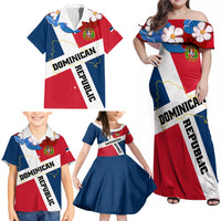 Dominican Republic Independence Day Family Matching Off Shoulder Maxi Dress and Hawaiian Shirt Coat Of Arms Flag Style - Wonder Print Shop