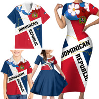 Dominican Republic Independence Day Family Matching Short Sleeve Bodycon Dress and Hawaiian Shirt Coat Of Arms Flag Style - Wonder Print Shop