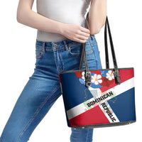 Dominican Republic Independence Day Leather Tote Bag Coat Of Arms Flag Style - Wonder Print Shop