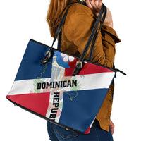 Dominican Republic Independence Day Leather Tote Bag Coat Of Arms Flag Style - Wonder Print Shop