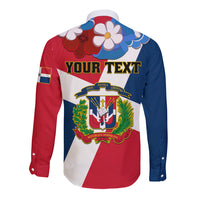 Dominican Republic Independence Day Long Sleeve Button Shirt Coat Of Arms Flag Style - Wonder Print Shop