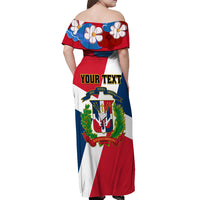 Dominican Republic Independence Day Off Shoulder Maxi Dress Coat Of Arms Flag Style - Wonder Print Shop