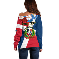 Dominican Republic Independence Day Off Shoulder Sweater Coat Of Arms Flag Style - Wonder Print Shop