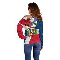 Dominican Republic Independence Day Off Shoulder Sweater Coat Of Arms Flag Style - Wonder Print Shop