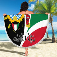 Kuwait National Day Beach Blanket Kuwayt Coat Of Arms Arfaj Flower - Wonder Print Shop
