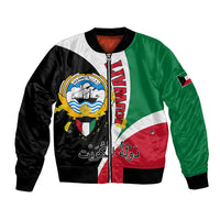 Kuwait National Day Bomber Jacket Kuwayt Coat Of Arms Arfaj Flower - Wonder Print Shop