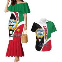 Kuwait National Day Couples Matching Mermaid Dress and Hawaiian Shirt Kuwayt Coat Of Arms Arfaj Flower - Wonder Print Shop