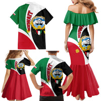 Kuwait National Day Family Matching Mermaid Dress and Hawaiian Shirt Kuwayt Coat Of Arms Arfaj Flower - Wonder Print Shop