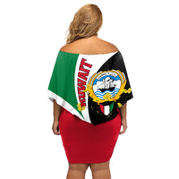 Kuwait National Day Family Matching Off Shoulder Short Dress and Hawaiian Shirt Kuwayt Coat Of Arms Arfaj Flower - Wonder Print Shop