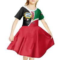 Kuwait National Day Kid Short Sleeve Dress Kuwayt Coat Of Arms Arfaj Flower - Wonder Print Shop