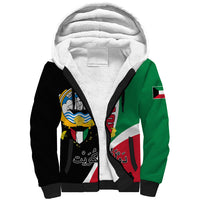 Kuwait National Day Sherpa Hoodie Kuwayt Coat Of Arms Arfaj Flower - Wonder Print Shop