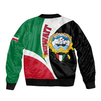Kuwait National Day Sleeve Zip Bomber Jacket Kuwayt Coat Of Arms Arfaj Flower - Wonder Print Shop