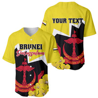 Brunei Darussalam National Day Baseball Jersey Coat Of Arms Simpor Flower - Wonder Print Shop