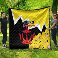 Brunei Darussalam National Day Quilt Coat Of Arms Simpor Flower - Wonder Print Shop
