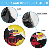 Brunei Darussalam National Day Spare Tire Cover Coat Of Arms Simpor Flower - Wonder Print Shop