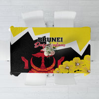Brunei Darussalam National Day Tablecloth Coat Of Arms Simpor Flower - Wonder Print Shop