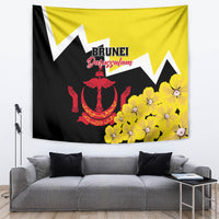 Brunei Darussalam National Day Tapestry Coat Of Arms Simpor Flower - Wonder Print Shop
