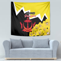 Brunei Darussalam National Day Tapestry Coat Of Arms Simpor Flower - Wonder Print Shop