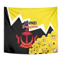 Brunei Darussalam National Day Tapestry Coat Of Arms Simpor Flower - Wonder Print Shop