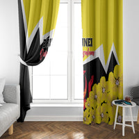 Brunei Darussalam National Day Window Curtain Coat Of Arms Simpor Flower - Wonder Print Shop
