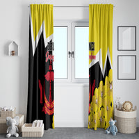 Brunei Darussalam National Day Window Curtain Coat Of Arms Simpor Flower - Wonder Print Shop