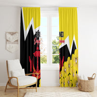 Brunei Darussalam National Day Window Curtain Coat Of Arms Simpor Flower - Wonder Print Shop