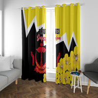 Brunei Darussalam National Day Window Curtain Coat Of Arms Simpor Flower - Wonder Print Shop