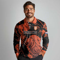 Custom Nederlands 2026 World Football Long Sleeve Polo Shirt Hup Holland Hup Lions - Wonder Print Shop