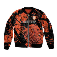 Custom Nederlands 2026 World Football Sleeve Zip Bomber Jacket Hup Holland Hup Lions - Wonder Print Shop