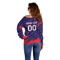 Custom Croatia 2026 World Football Off Shoulder Sweater Hrvatska Vatreni - Wonder Print Shop