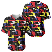 Haiti Map Camouflage Colorful Baseball Jersey - Wonder Print Shop